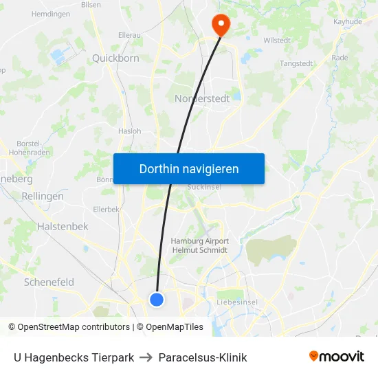U Hagenbecks Tierpark to Paracelsus-Klinik map