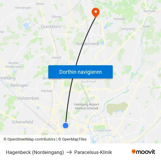 Hagenbeck (Nordeingang) to Paracelsus-Klinik map