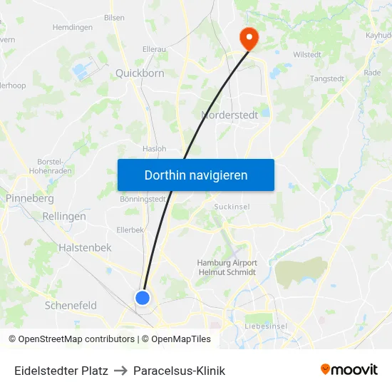 Eidelstedter Platz to Paracelsus-Klinik map