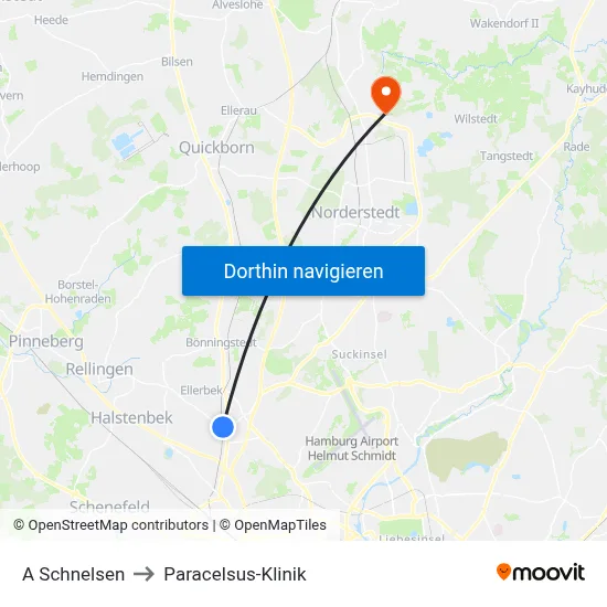 A Schnelsen to Paracelsus-Klinik map