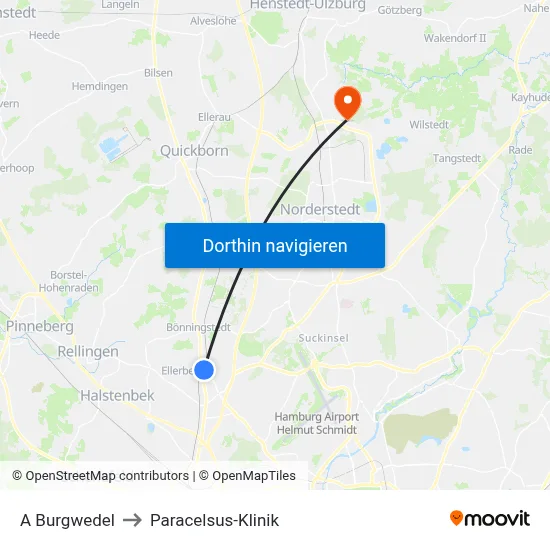 A Burgwedel to Paracelsus-Klinik map
