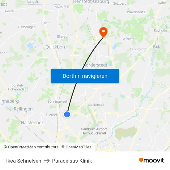 Ikea Schnelsen to Paracelsus-Klinik map