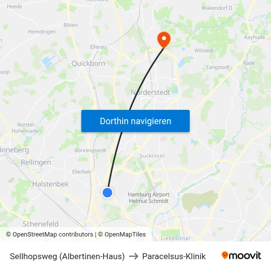 Sellhopsweg (Albertinen-Haus) to Paracelsus-Klinik map