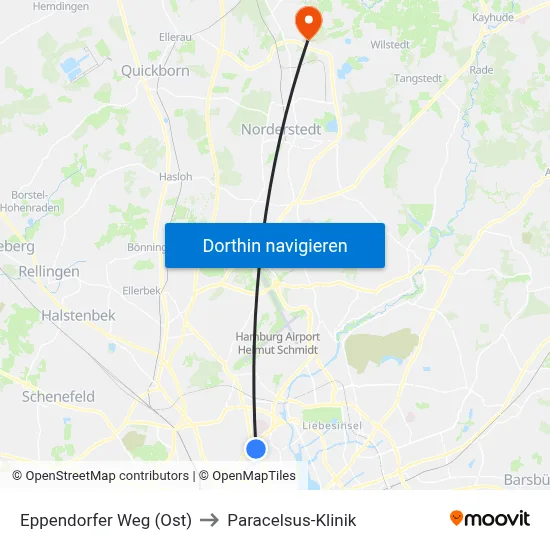 Eppendorfer Weg (Ost) to Paracelsus-Klinik map