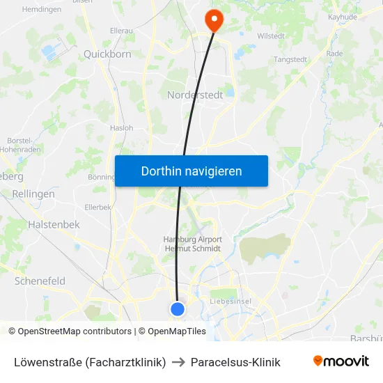 Löwenstraße (Facharztklinik) to Paracelsus-Klinik map