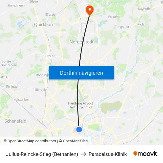 Julius-Reincke-Stieg (Bethanien) to Paracelsus-Klinik map