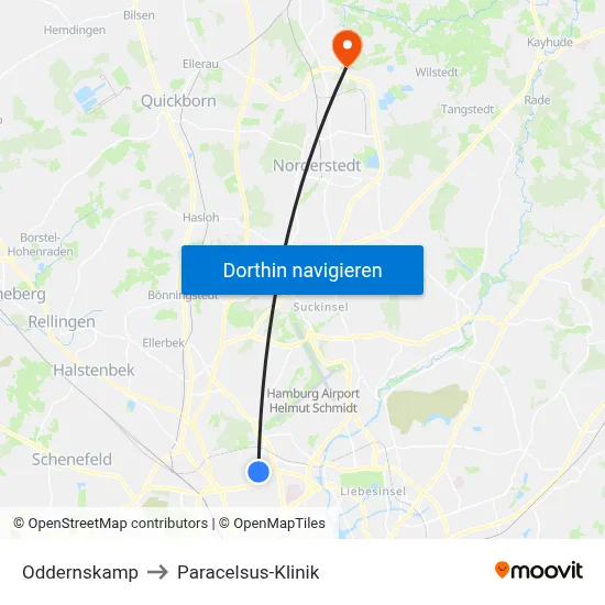 Oddernskamp to Paracelsus-Klinik map