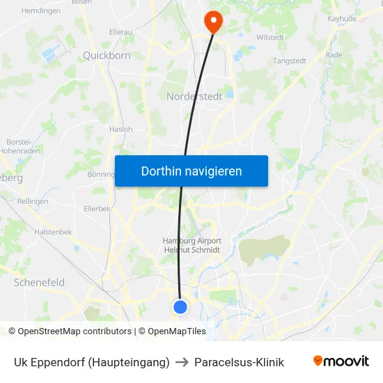 Uk Eppendorf (Haupteingang) to Paracelsus-Klinik map