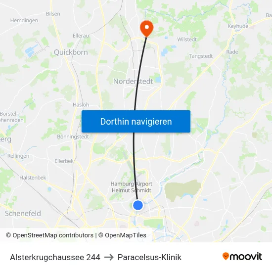 Alsterkrugchaussee 244 to Paracelsus-Klinik map