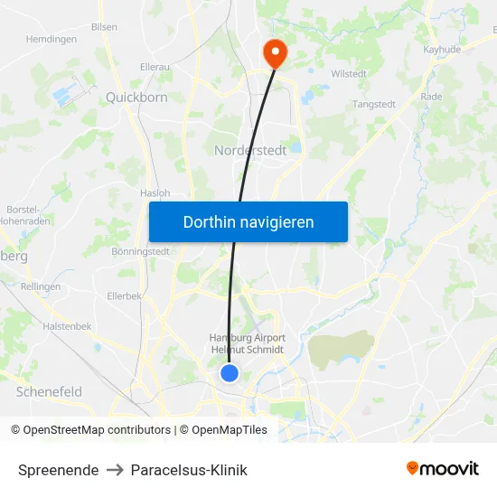 Spreenende to Paracelsus-Klinik map