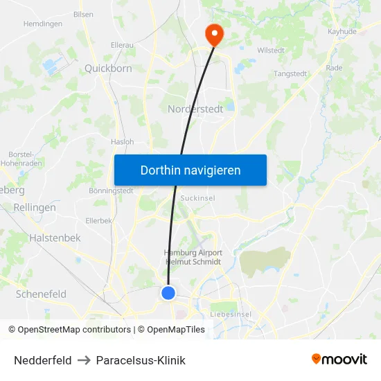 Nedderfeld to Paracelsus-Klinik map