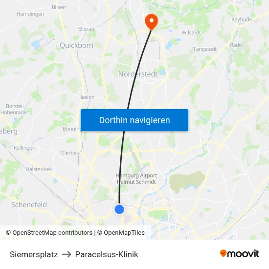 Siemersplatz to Paracelsus-Klinik map