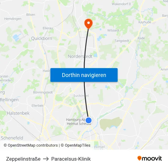 Zeppelinstraße to Paracelsus-Klinik map