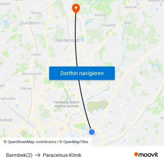 Barmbek(2) to Paracelsus-Klinik map