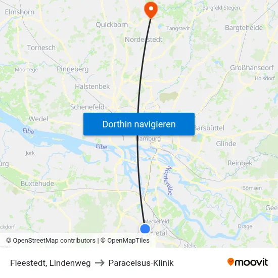Fleestedt, Lindenweg to Paracelsus-Klinik map