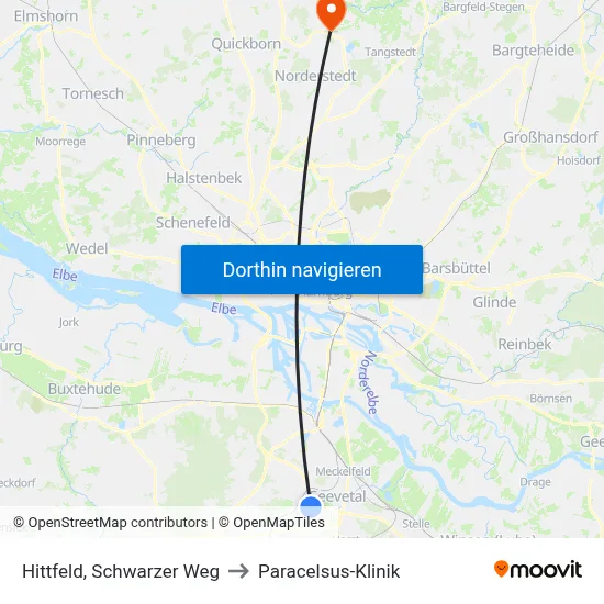 Hittfeld, Schwarzer Weg to Paracelsus-Klinik map