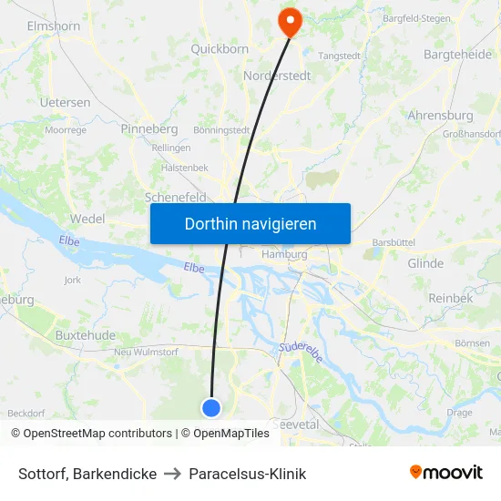 Sottorf, Barkendicke to Paracelsus-Klinik map