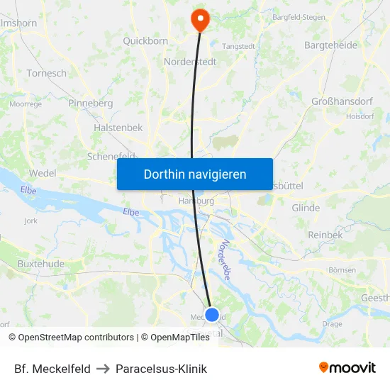 Bf. Meckelfeld to Paracelsus-Klinik map