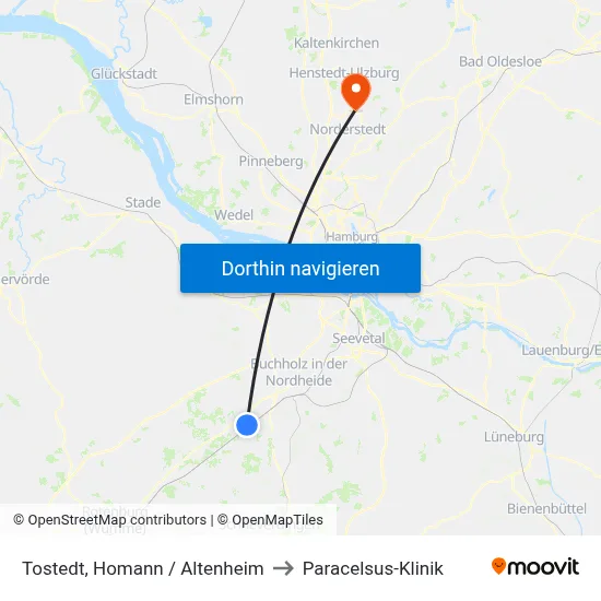 Tostedt, Homann / Altenheim to Paracelsus-Klinik map