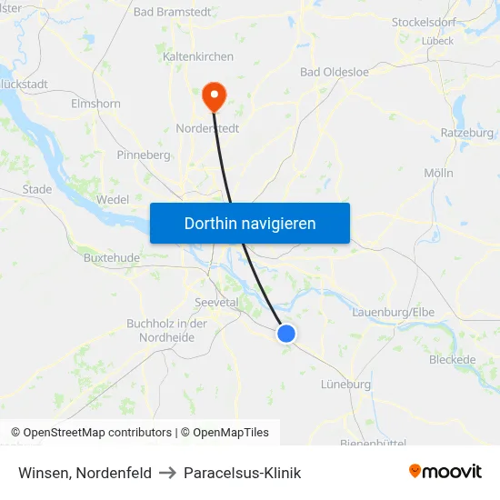 Winsen, Nordenfeld to Paracelsus-Klinik map