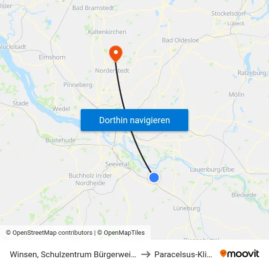 Winsen, Schulzentrum Bürgerweide to Paracelsus-Klinik map