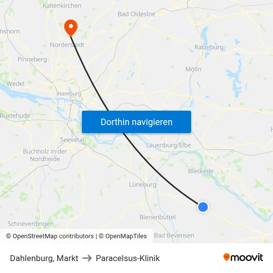 Dahlenburg, Markt to Paracelsus-Klinik map