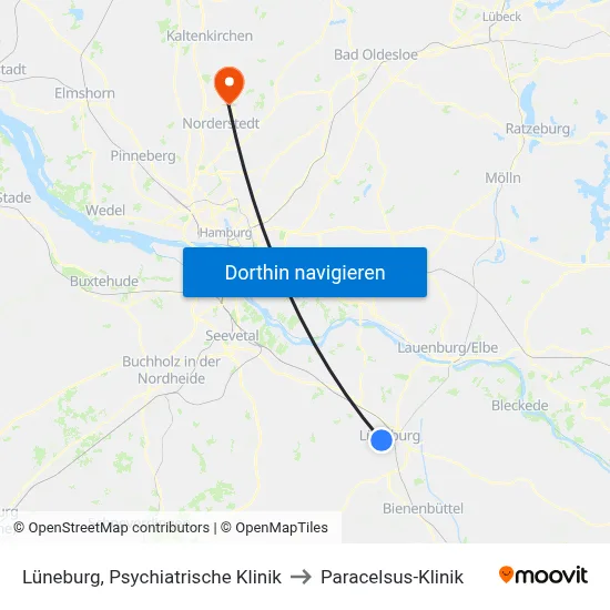 Lüneburg, Psychiatrische Klinik to Paracelsus-Klinik map