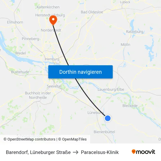 Barendorf, Lüneburger Straße to Paracelsus-Klinik map
