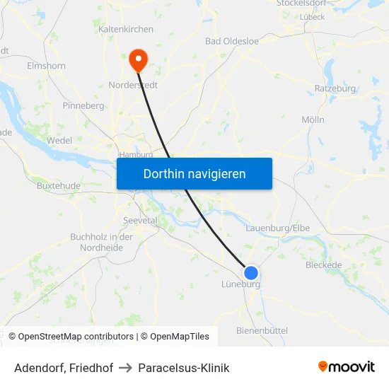 Adendorf, Friedhof to Paracelsus-Klinik map