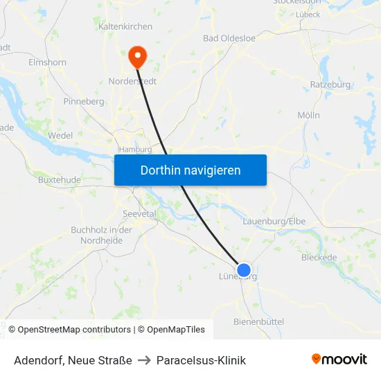 Adendorf, Neue Straße to Paracelsus-Klinik map