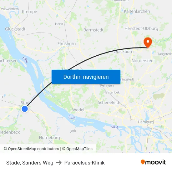 Stade, Sanders Weg to Paracelsus-Klinik map