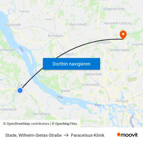 Stade, Wilhelm-Sietas-Straße to Paracelsus-Klinik map