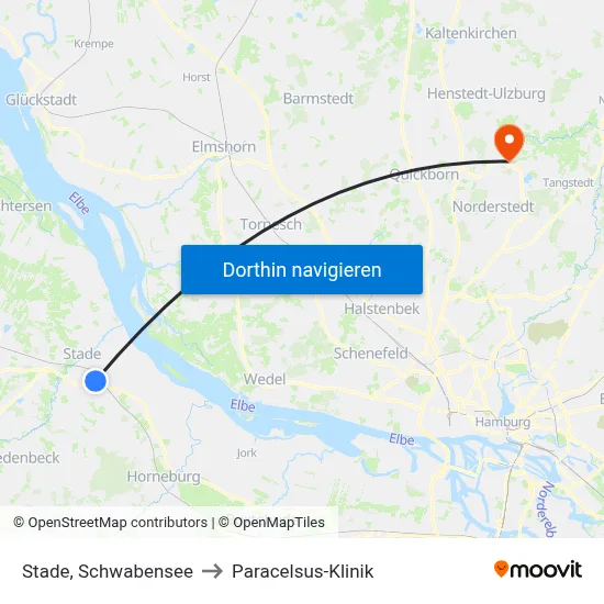 Stade, Schwabensee to Paracelsus-Klinik map