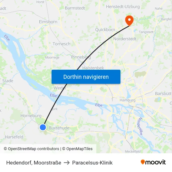 Hedendorf, Moorstraße to Paracelsus-Klinik map