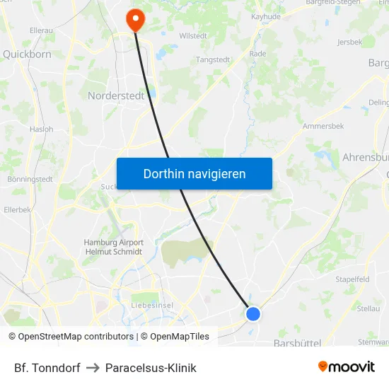 Bf. Tonndorf to Paracelsus-Klinik map