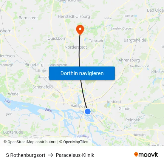 S Rothenburgsort to Paracelsus-Klinik map