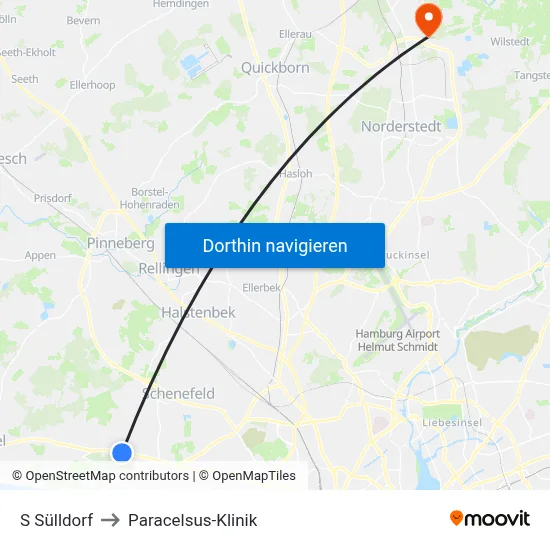 S Sülldorf to Paracelsus-Klinik map