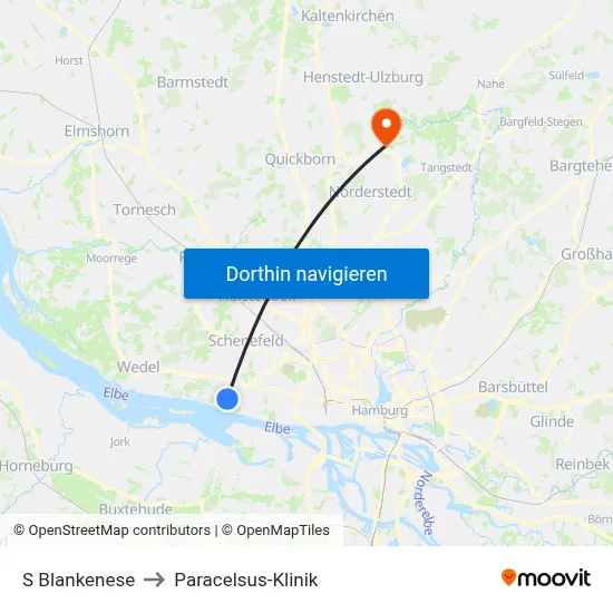 S Blankenese to Paracelsus-Klinik map