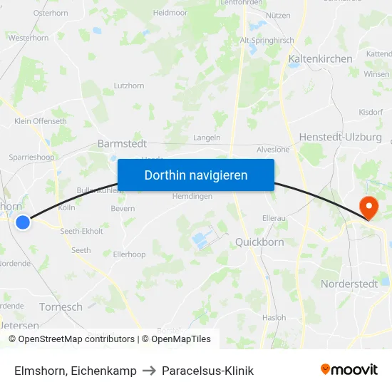 Elmshorn, Eichenkamp to Paracelsus-Klinik map