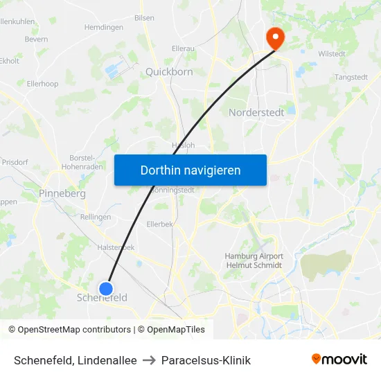 Schenefeld, Lindenallee to Paracelsus-Klinik map
