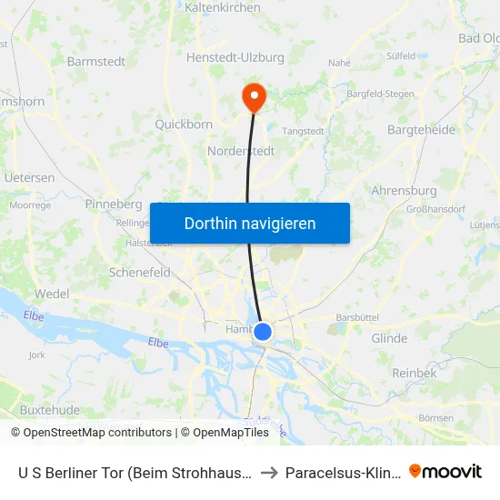 U S Berliner Tor (Beim Strohhause) to Paracelsus-Klinik map