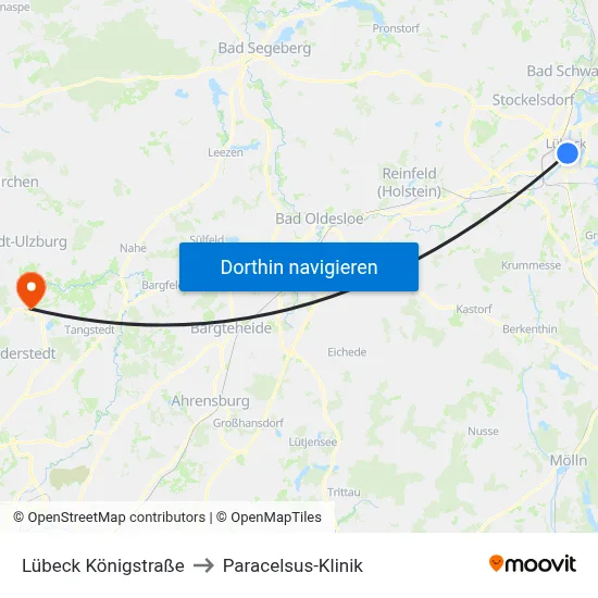 Lübeck Königstraße to Paracelsus-Klinik map