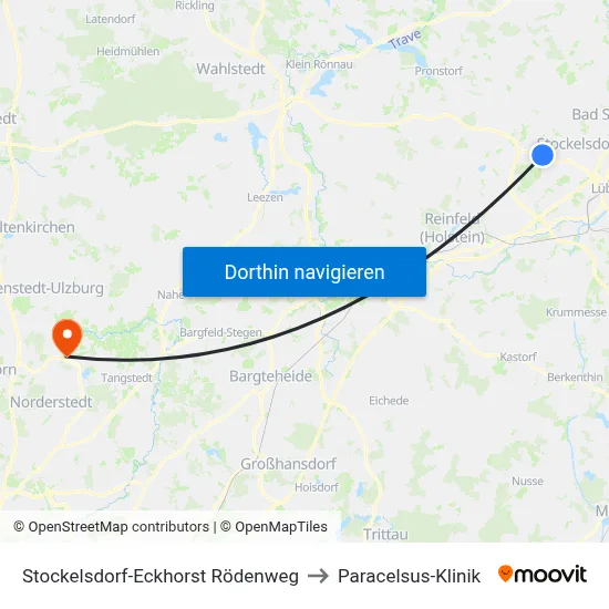 Stockelsdorf-Eckhorst Rödenweg to Paracelsus-Klinik map
