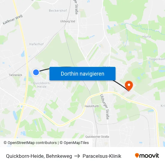 Quickborn-Heide, Behnkeweg to Paracelsus-Klinik map