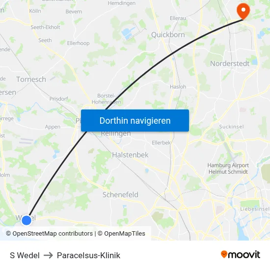 S Wedel to Paracelsus-Klinik map