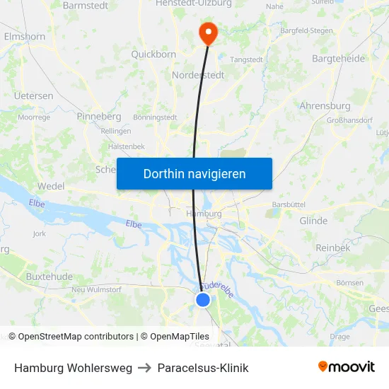 Hamburg Wohlersweg to Paracelsus-Klinik map