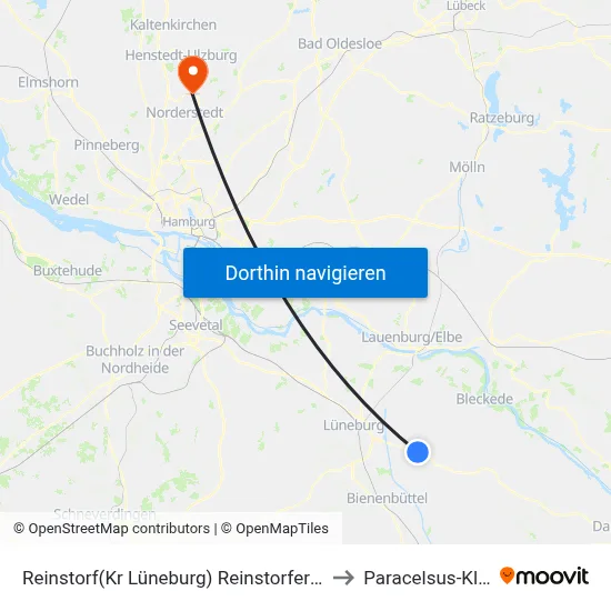 Reinstorf(Kr Lüneburg) Reinstorfer Kreuz to Paracelsus-Klinik map
