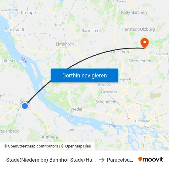Stade(Niederelbe) Bahnhof Stade/Harsefelder Straße to Paracelsus-Klinik map