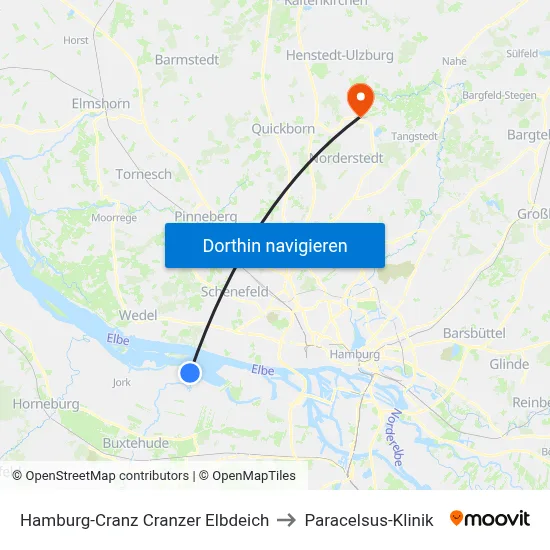 Hamburg-Cranz Cranzer Elbdeich to Paracelsus-Klinik map