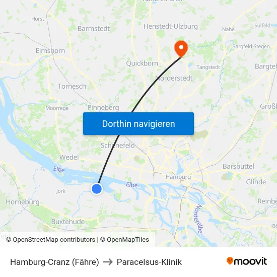 Hamburg-Cranz (Fähre) to Paracelsus-Klinik map